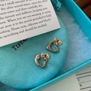 Tiffany sterling silver open heart stud earrings